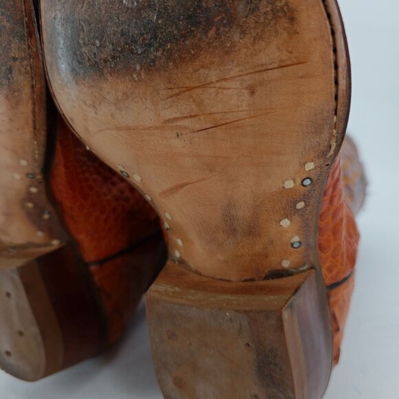 Custom Handmade Mens 11 Brown Unique cut Hornback Alligator Cowboy Western Boots - Picture 9 of 16
